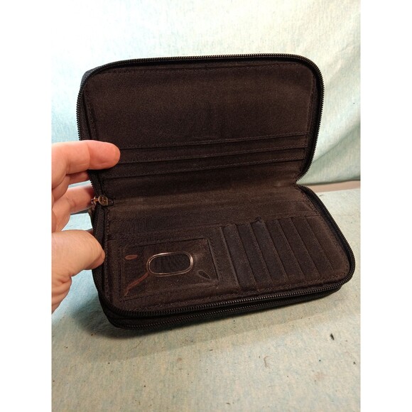 Fossil Zip Around Wallet Clutch Black Smooth Leather Excellent Condition 7”x4” - Picture 4 of 5